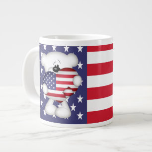 Tasse Géante Teddy Bear et Big USA Flag Heart