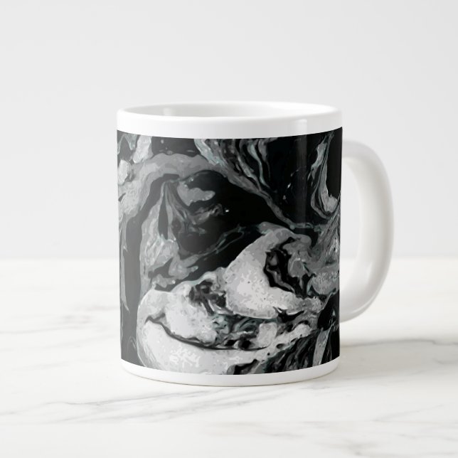 Tasse Géante Texture en marbre noir et blanc Peinture liquide (Devant droit)