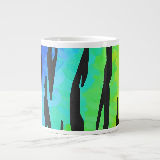 Tasse Géante Tigre Noir et Imprimé Arc-en-Ciel (Devant)