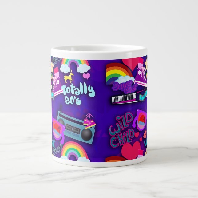 Tasse Géante Totalement 80 Purple Fun New Wave Collage (Devant)