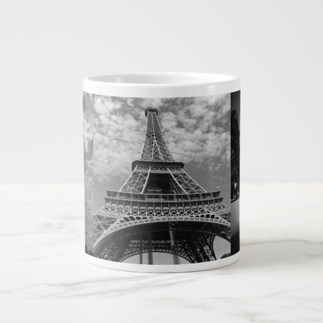 Tasse Géante Tour Eiffel vues en noir et blanc Jumbo Mug (Devant)