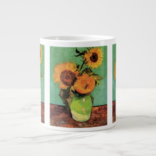 Tasse Géante Trois tournesols dans un vase par Vincent van Gogh (Devant)