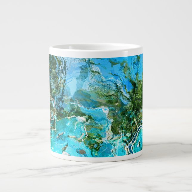 Tasse Géante Tropical Turquoise Océan Bleu & algues Vert (Devant)