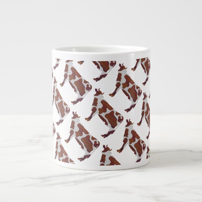 Tasse Géante Vache Brown et blanche Silhouette (Devant)