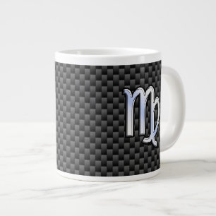 Tasse Géante Virgo Zodiac Sign on Charcoal Carbon Fiber Style
