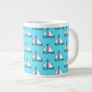 Tasse Géante Voiliers sur le motif bleu de mer