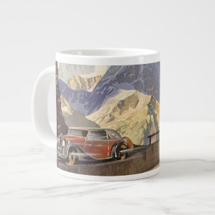 Tasse Géante Voitures anciennes sur une route de montagne en hi