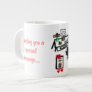 Tasse Géante Vous envoyer un message Coeurs Valentin Chine Mug