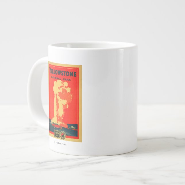 Tasse Géante Yellowstone, ancienne affiche publicitaire fidèle (Devant gauche)