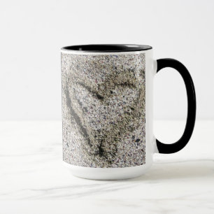 Tasse Géologie romantique Coeur dans le sable avec nom