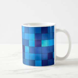 Tasse géométrique de carrés de bleu et de marin