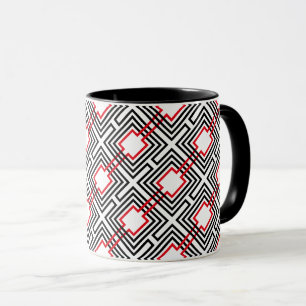 Tasse Géométrique rouge et blanc noir