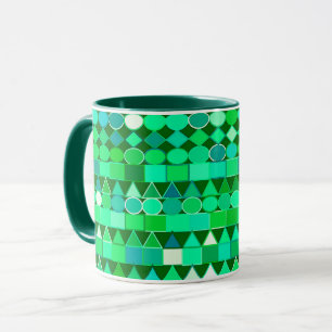 Tasse Géométrique Tribale moderne, vert émeraude et Aqua