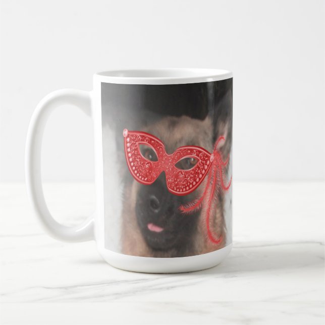 Tasse German Shepherd Mardi Gras Mask Red (Links)
