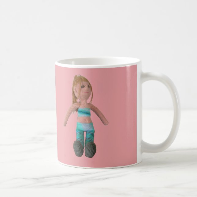 Tasse - Girl Doll auf rosa Hintergrund (Rechts)