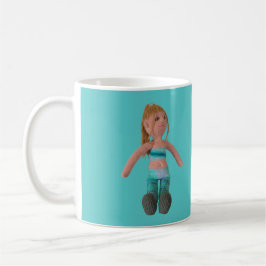 Tasse - Girl Doll on Aqua Hintergrund