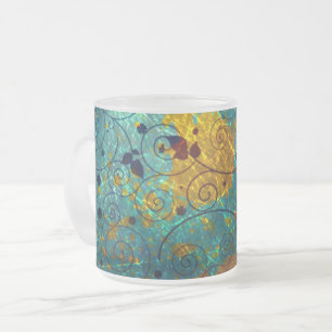 Tasse Givré Abstrait de vigne bleu et or élégant