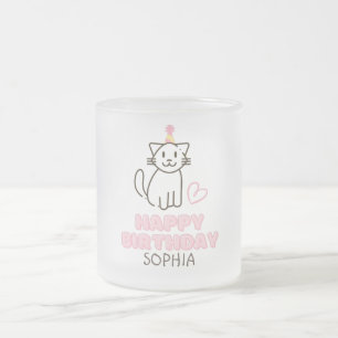 Tasse Givré Adorable Chat dans un Casquette d'anniversaire