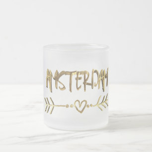 Tasse Givré Amsterdam Love Dutch Gold Typographie Élégant