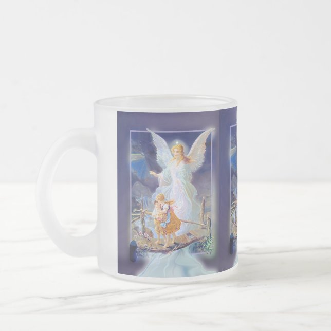 Tasse Givré Ange gardien, enfants et pont (Gauche)