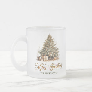 Tasse Givré Aquarelle de terre confortable Arbre de Noël sauge