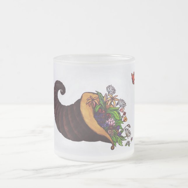 Tasse Givré aquarelle illustration remplissage fleurs de corne (Centre)