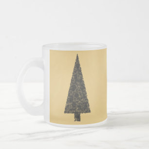 Tasse Givré Arbre de Noël élégant. Noir et or