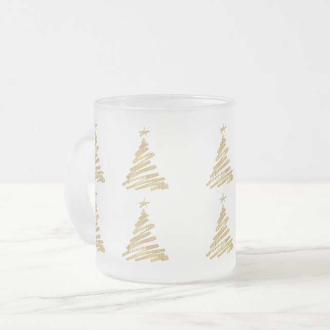 Tasse Givré Arbre de Noël moderne Faux Gold Faux (Devant gauche)