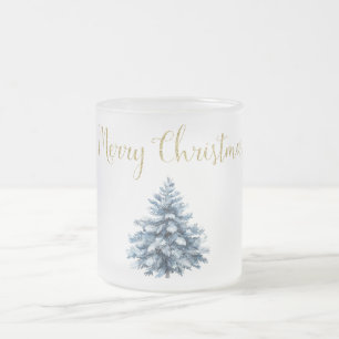 Tasse Givré Arbres de Noël bleu blanc