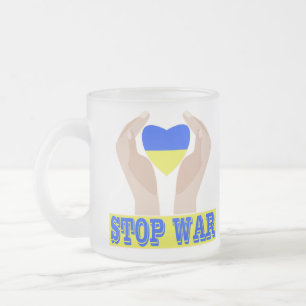Tasse Givré Arrêtez la guerre Le coeur du drapeau ukrainien en