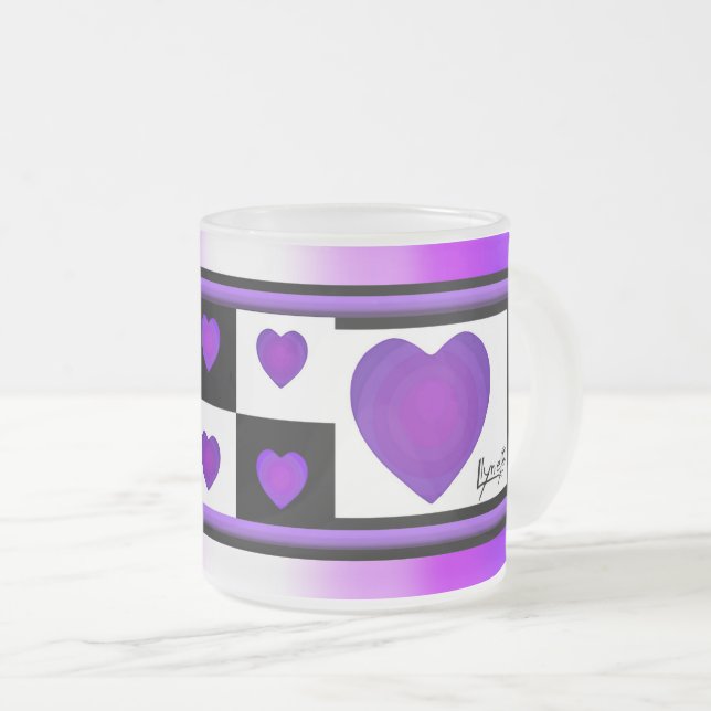 Tasse Givré B&W Purple Hearts Beating (Devant droit)