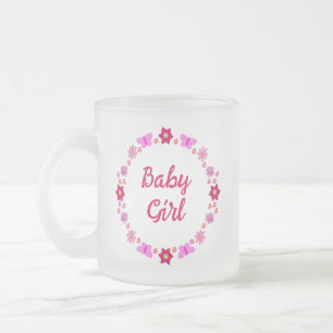Tasse Givré Bébé rose Papillons et fleurs personnalisés