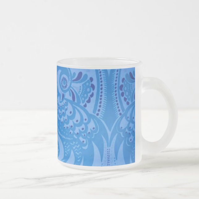 Tasse Givré Bleu Oriental Peacock Birds (Droit)