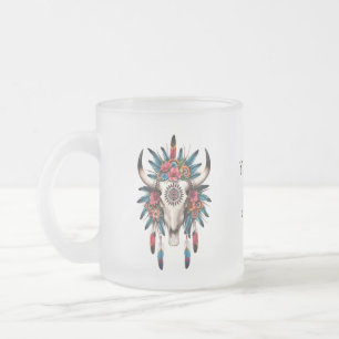 Tasse Givré Boho Chic Aquarelle Tribal Floral Vache Crâne