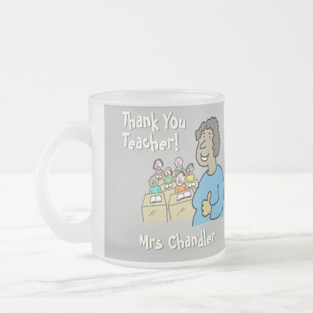 Tasse Givré Cadeau pour enseignant. Merci à une enseignante (Gauche)