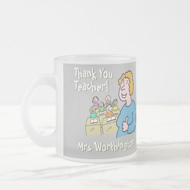 Tasse Givré Cadeau pour enseignant. Merci à une enseignante (Gauche)