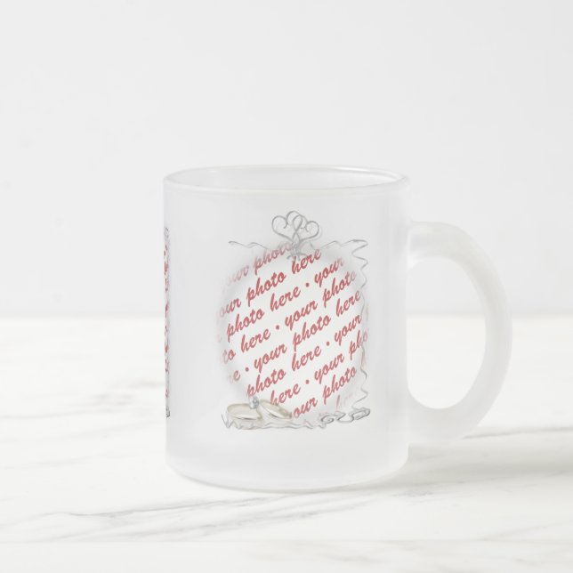 Tasse Givré Cadre mariage avec anneaux et rubans (Droit)