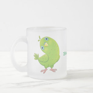 Tasse Givré Caricature de perruche verte curieuse