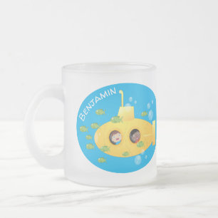 Tasse Givré Caricature de poisson sous-marin jaune mignon