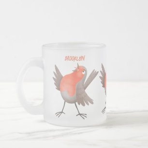 Tasse Givré Caricature d'oiseau rouge chantant mignon