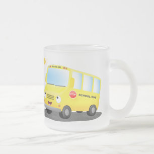 Tasse Givré Caricature du bus scolaire jaune joyeux