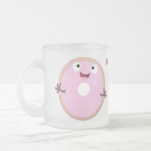 Tasse Givré Caricature joli beignet rose vitré