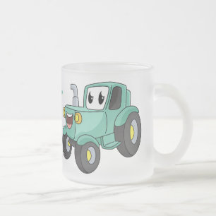 Tasse Givré Caricature joli tracteur vert joyeux