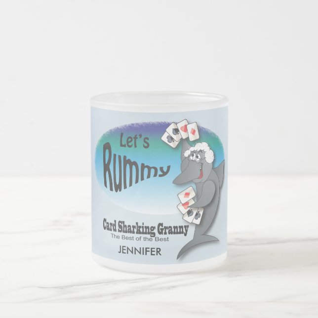 Tasse Givré Carte drôle Granny requin - Gin Rummy (Centre)