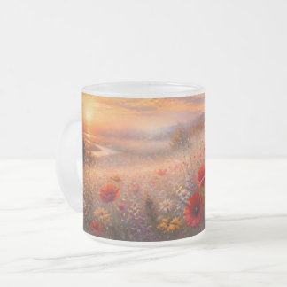 Tasse Givré Champ de coquelicots impressionniste au coucher du