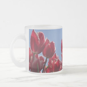 Tasse Givré Champ de Tulipes blanches rouges Verre givré Musiq