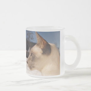Tasse Givré Chat de neige - profil siamois de point bleu