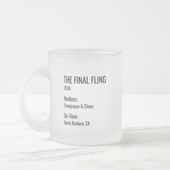 Tasse Givré Chic Minimal Museum Label Bachelorette Party Favor (Gauche)