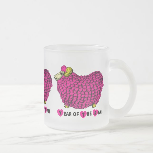 Tasse Givré Chine de bélier rose année Zodiac verre dépoli M (Droit)