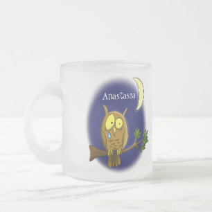 Tasse Givré Chouette triste avec larmes et lune manquant ton d